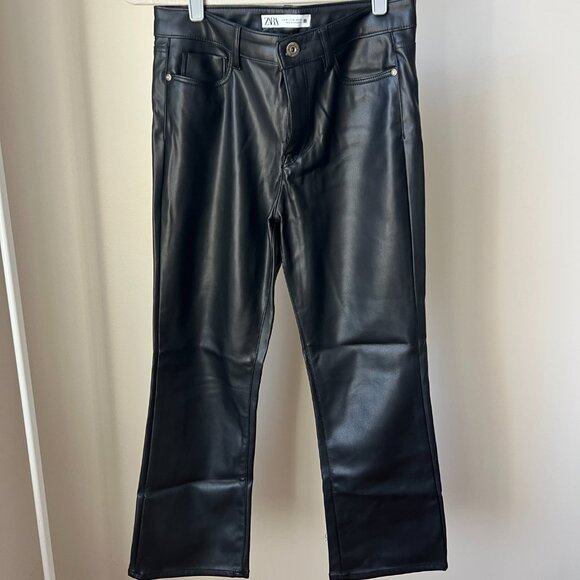 Zara Mini Flair Faux Leather Pants - Picture 1 of 8